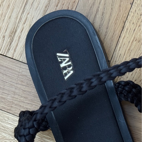 Zara Flat Cage Sandals in Black - Picture 9 of 11